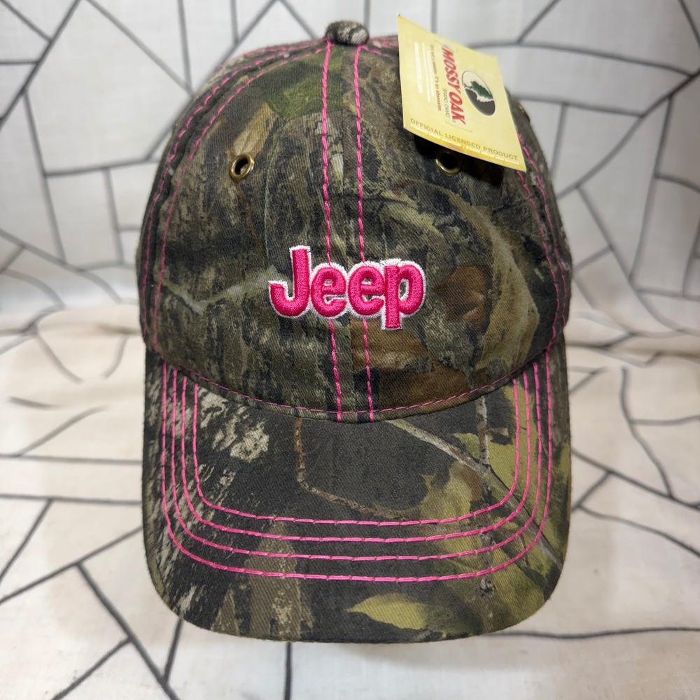 Jeep Hat OSFM Camo Pink Mossy Oak Camouflage Embroidered Baseball Cap NWT